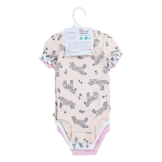 Pack de 3 Bodies Niña Zebra Rosada 6m